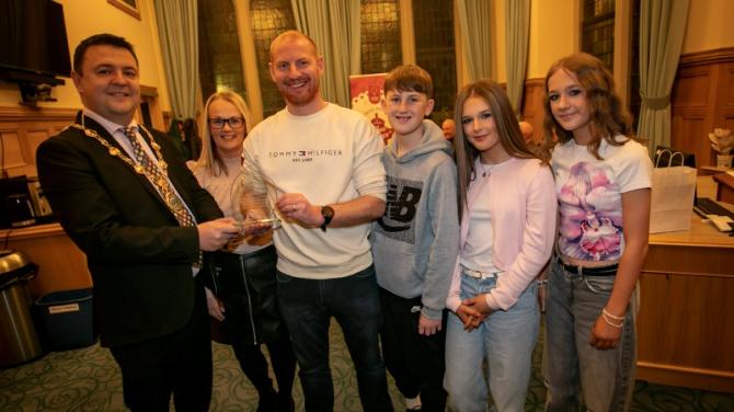 Mayor hosts civic reception for Strabane man in honour of his fundraising efforts
